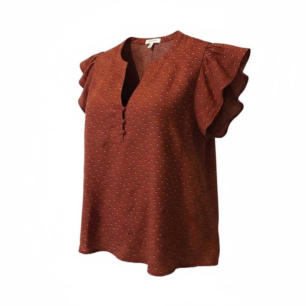 Perch by Blu Pepper Rust Polka Dot Blouse | Size‎ XL